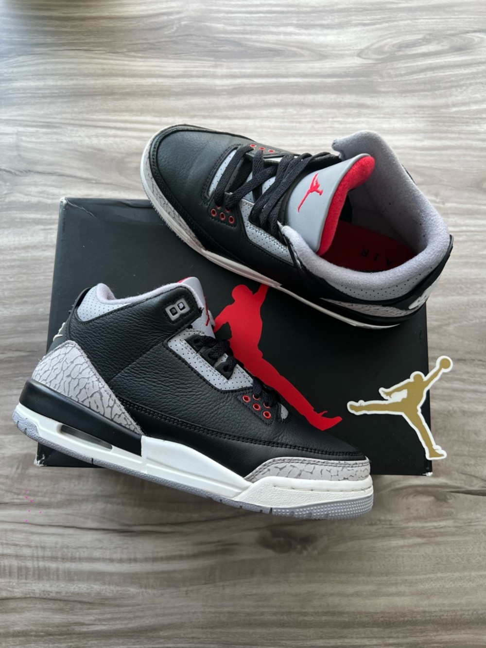 Jordan 3 Retro OG Mid Black Cement Size 6Y/ 7.5 Women’s